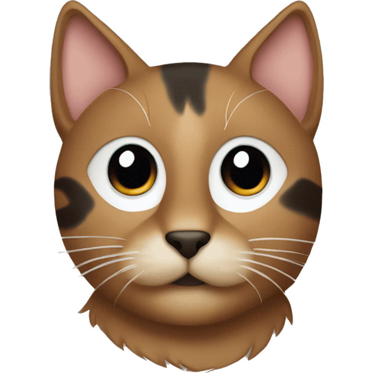 Brown cat with speckles of black, white nose  emoji