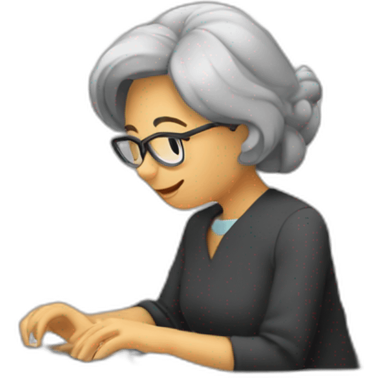 Maestra escribiendo en la computadora emoji