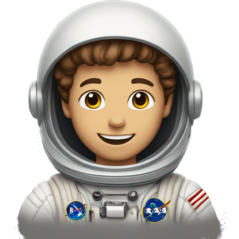 smiling boy with brown hair astronaut  emoji