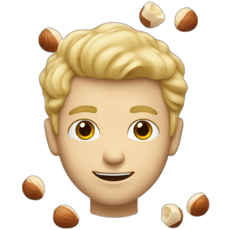 Blond man eating hazelnuts emoji