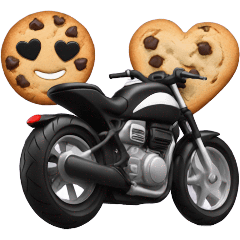 cookie heart with black motorbike  emoji