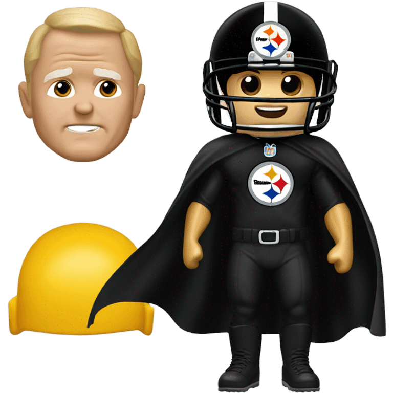 Terry Bradshaw Pittsburgh Steelers player in helmet and uniform with black cape. emoji