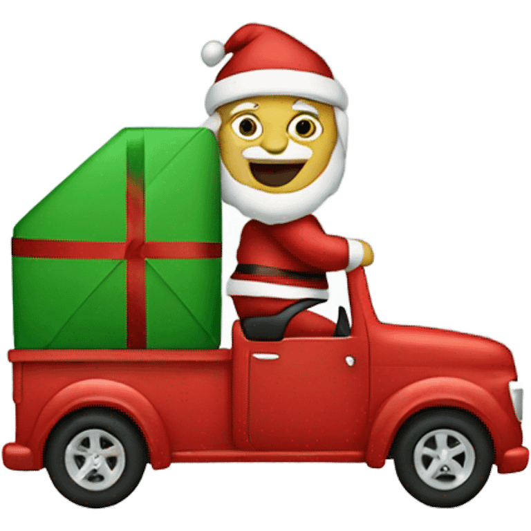 Santa riding in a truck emoji