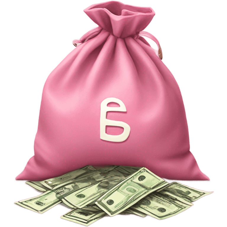 Pink bag with money emoji