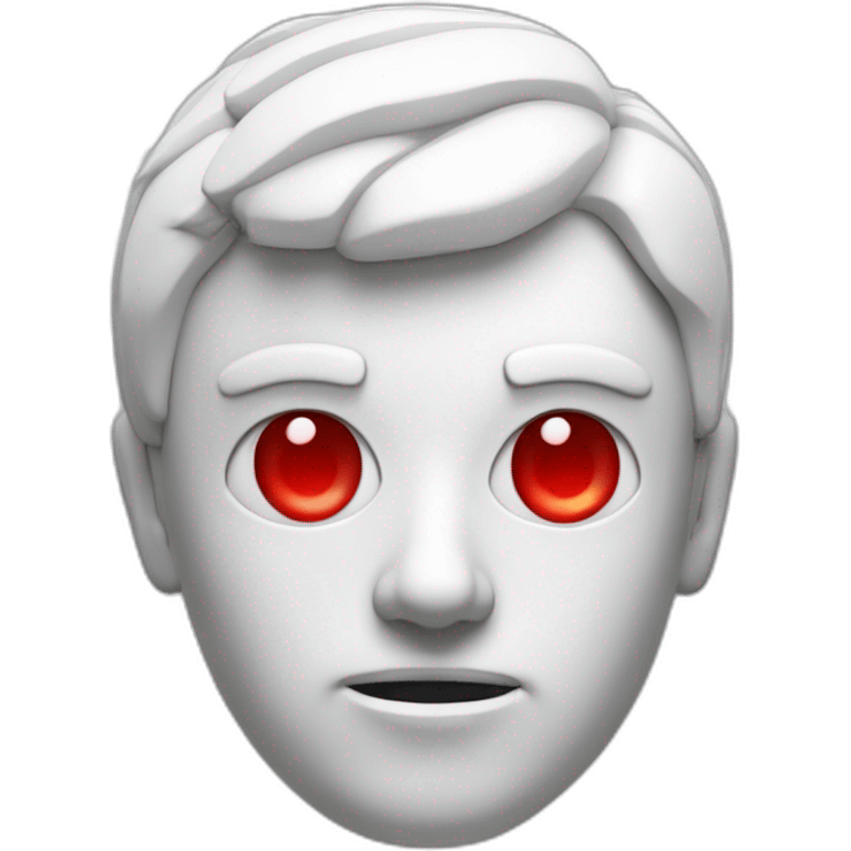 3d white man human android head, red lazer eyes, letter B on the face, 3d, portrait emoji