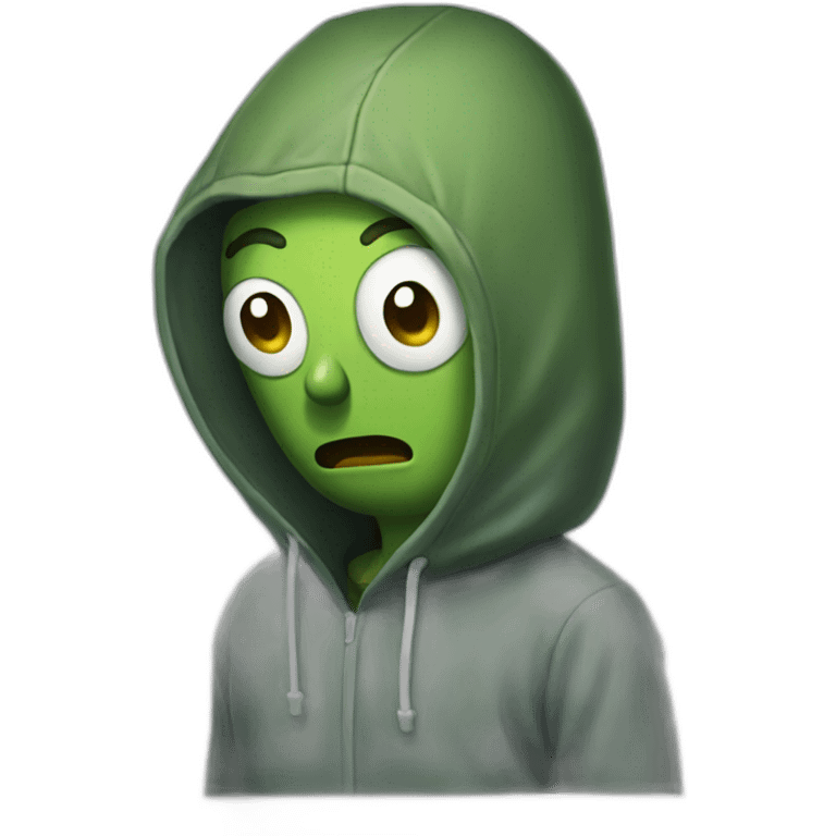 Pickle Rick with hoodie emoji