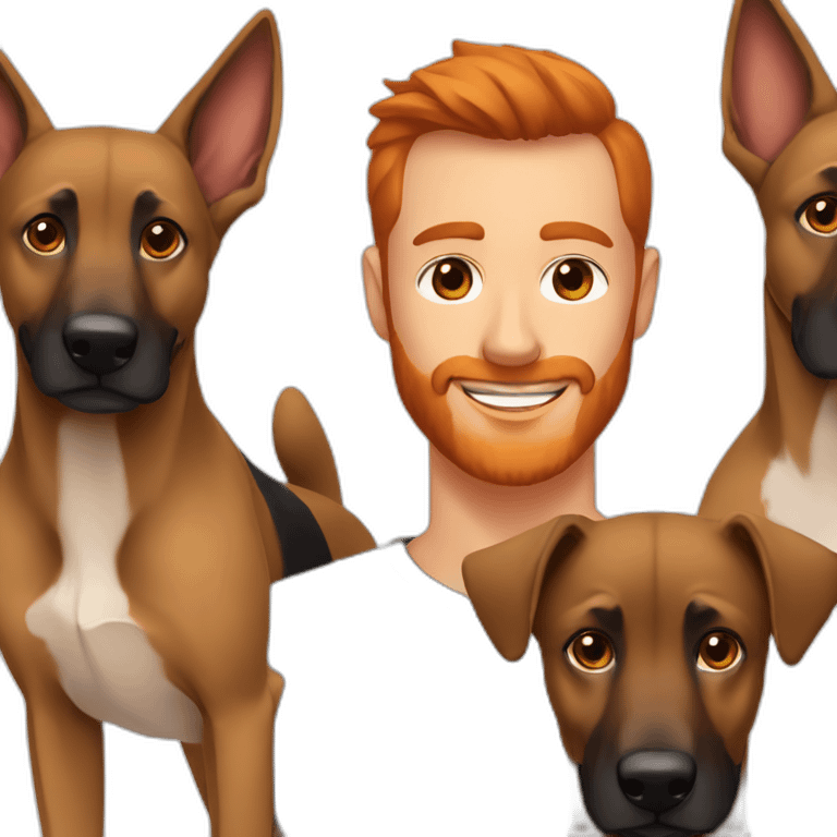 Malinois dog and redhead men emoji