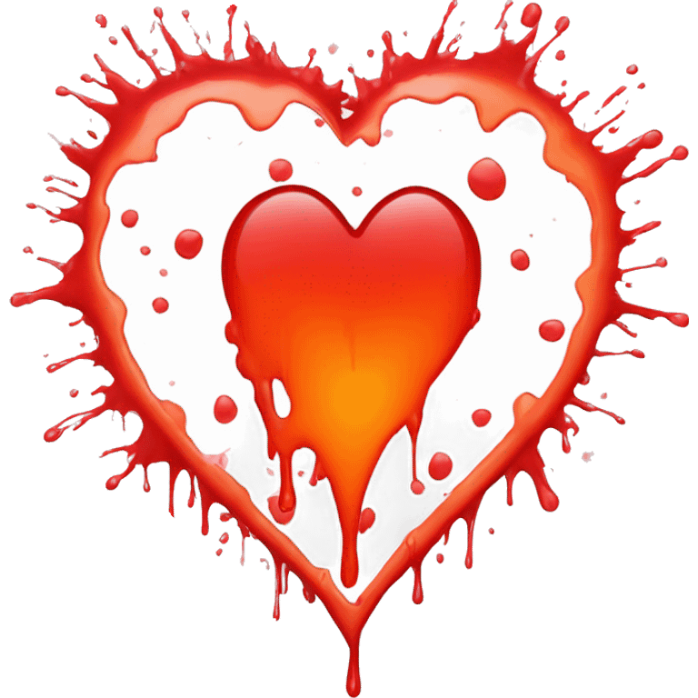 bleeding red heart glowing red-orange with splatter emoji