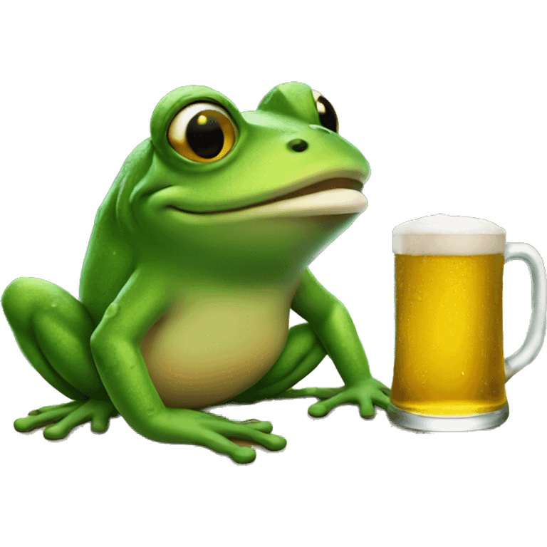 Frog drinking beer emoji