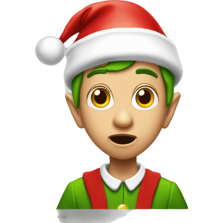 Amazed Christmas elf emoji