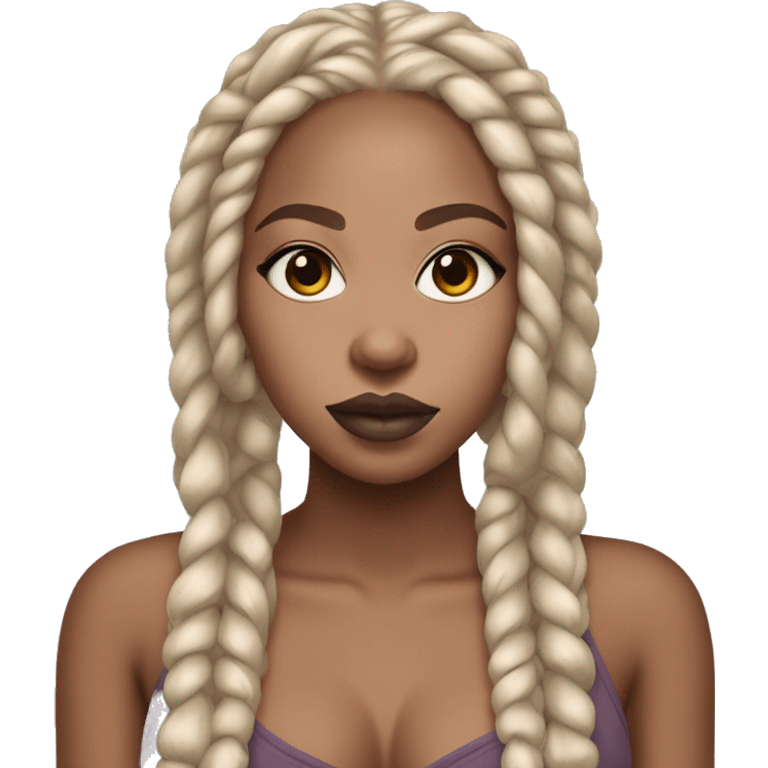 Lightskin black girl with dirty blonde box braids and mauve lips  emoji