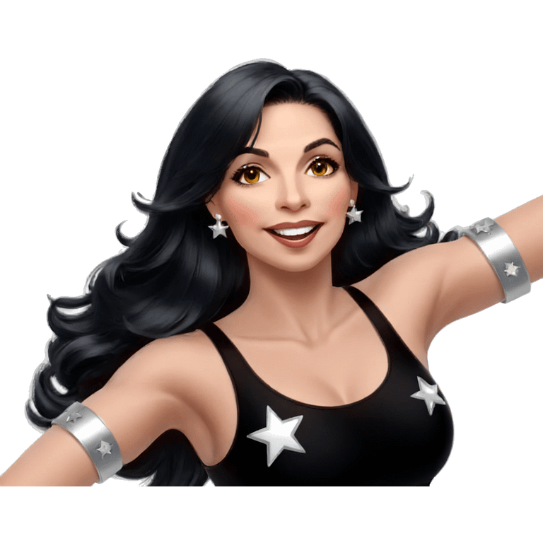 smiling girl with star jewelry emoji