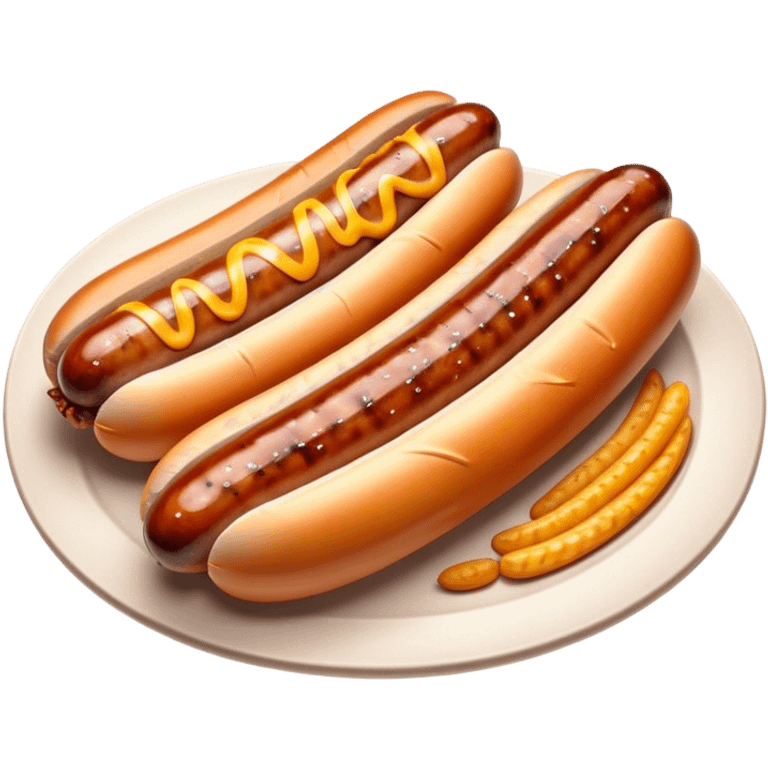 Cinematic Realistic Bratwurst Dish Emoji, showcasing a succulent, grilled sausage with a crispy exterior rendered with lifelike detail and warm, dynamic lighting. emoji