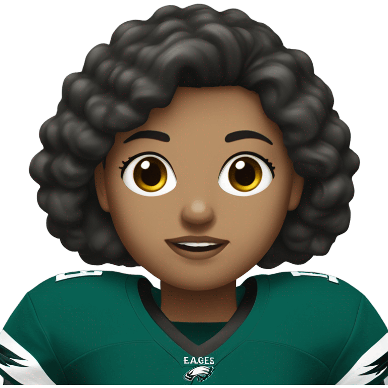  White female dark hair wearing Philadelphia Eagles jersey emoji