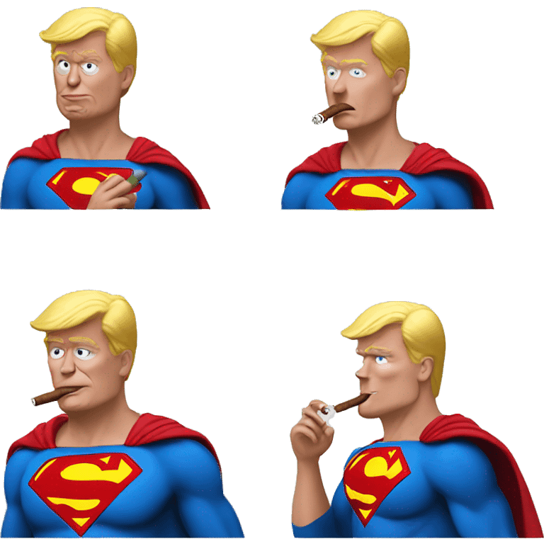 donald trump smoking a cigar dressed like superman emoji