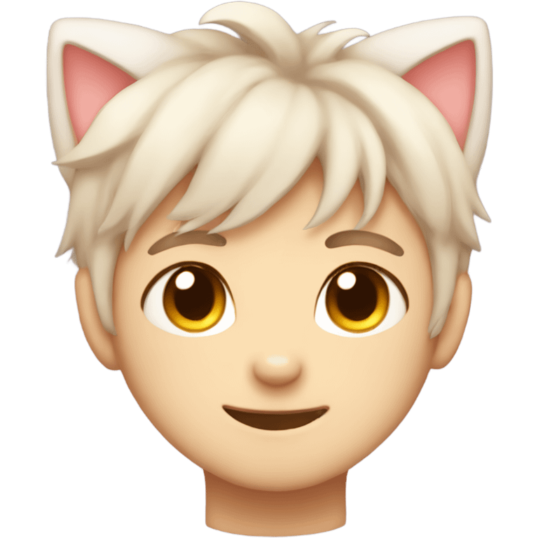 kawaii cat boy with cat ears blushing emoji