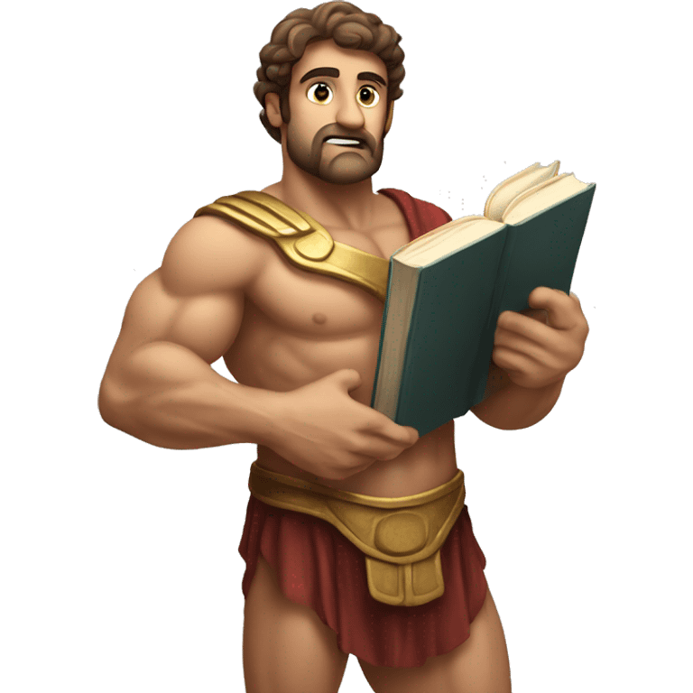 A muscular Greek-status holding a book in his hands emoji