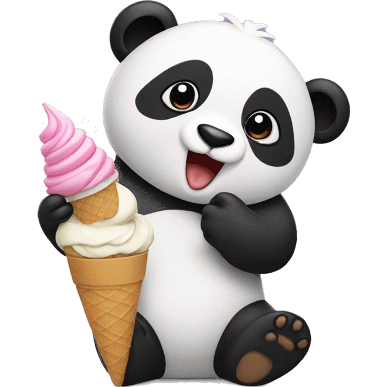 Panda eating ice cream emoji