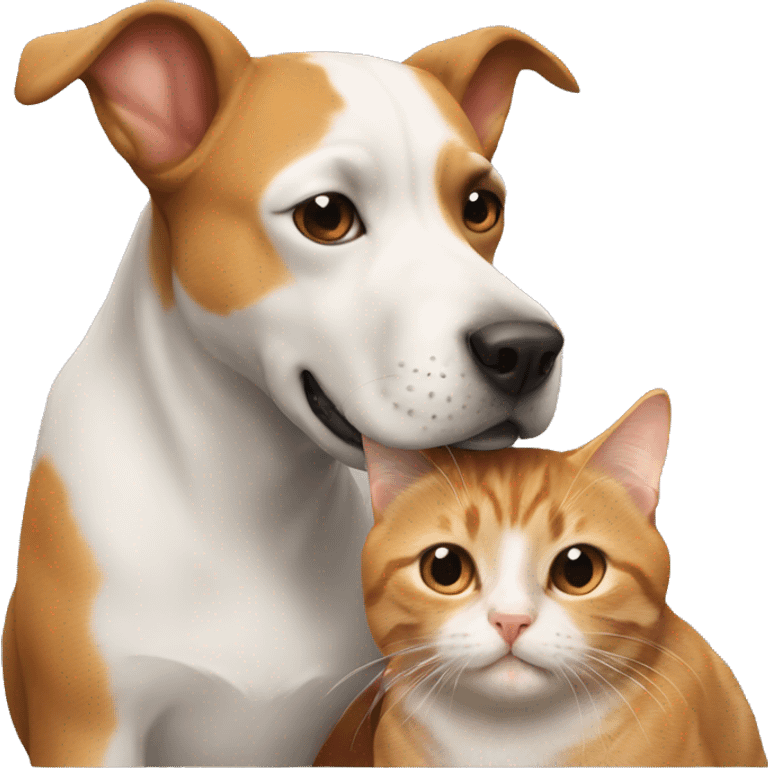 Dog with cat kissing emoji