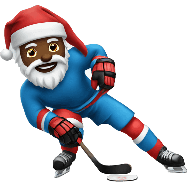 Santa playing hockey emoji