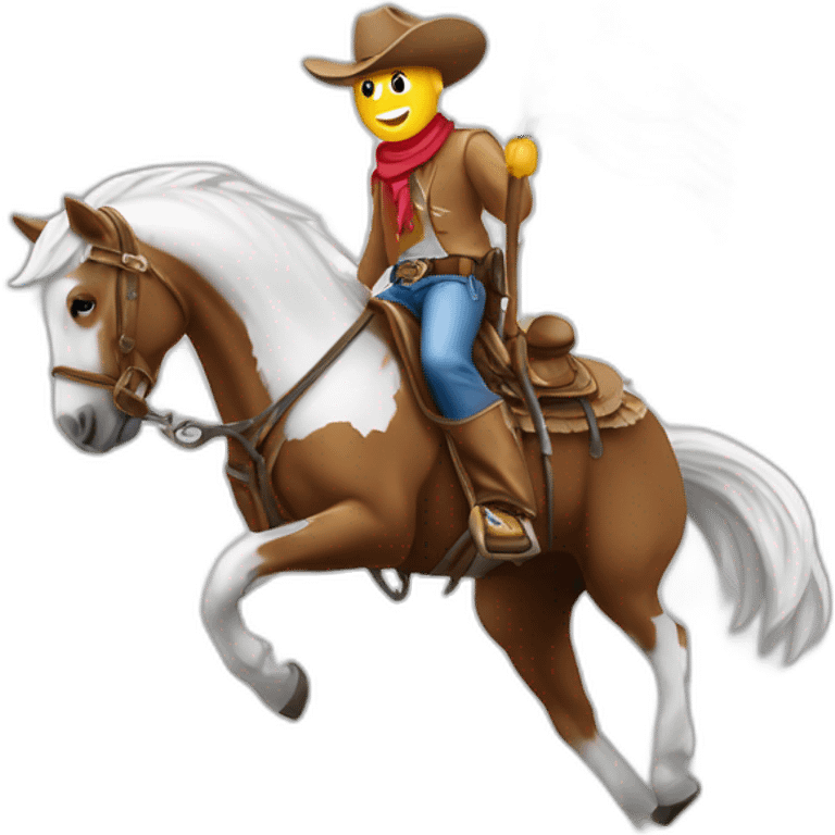 Cowboy blanc sur un cheval qui brandit un drapeau américain emoji