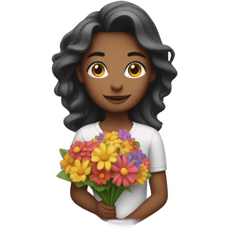 girl holding flowers  emoji