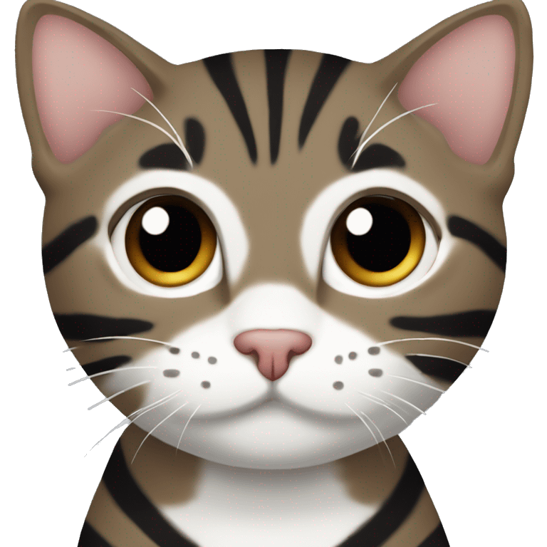 tabby cat (black & very dark brown stripes) domestic shorthair with white underbelly  emoji