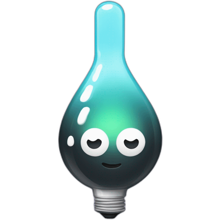 une ampoule avec des yeux kawaii noir emoji