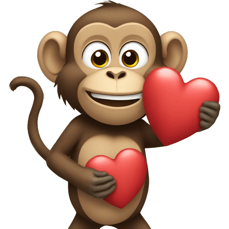 monkey carries big heart emoji