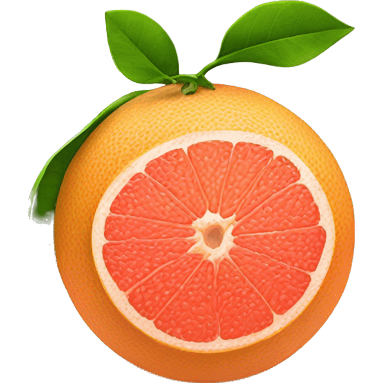 Grapefruit with leaves one of grapefruits cut emoji