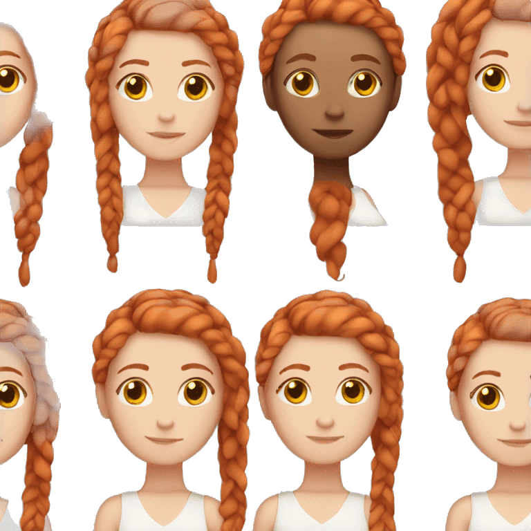 white girl with red hair in braids and freckles emoji