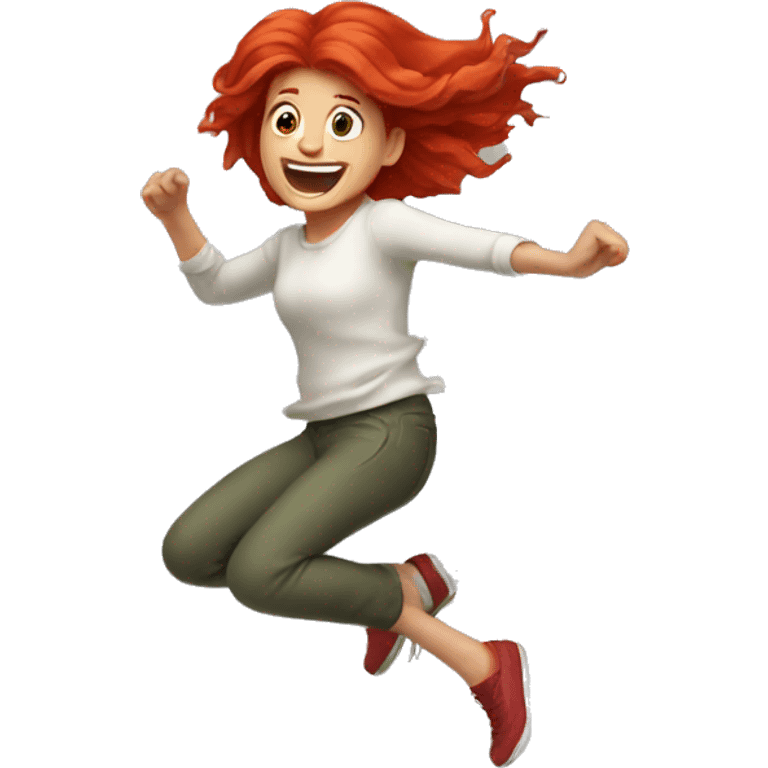 Crazy red head girl jumping  emoji