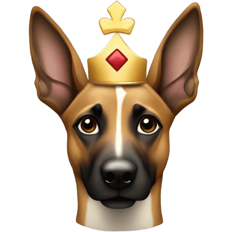 A malinois harlequin color, with a crown on his head emoji