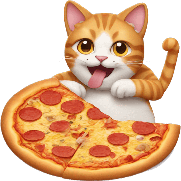 Cat eating pizza emoji