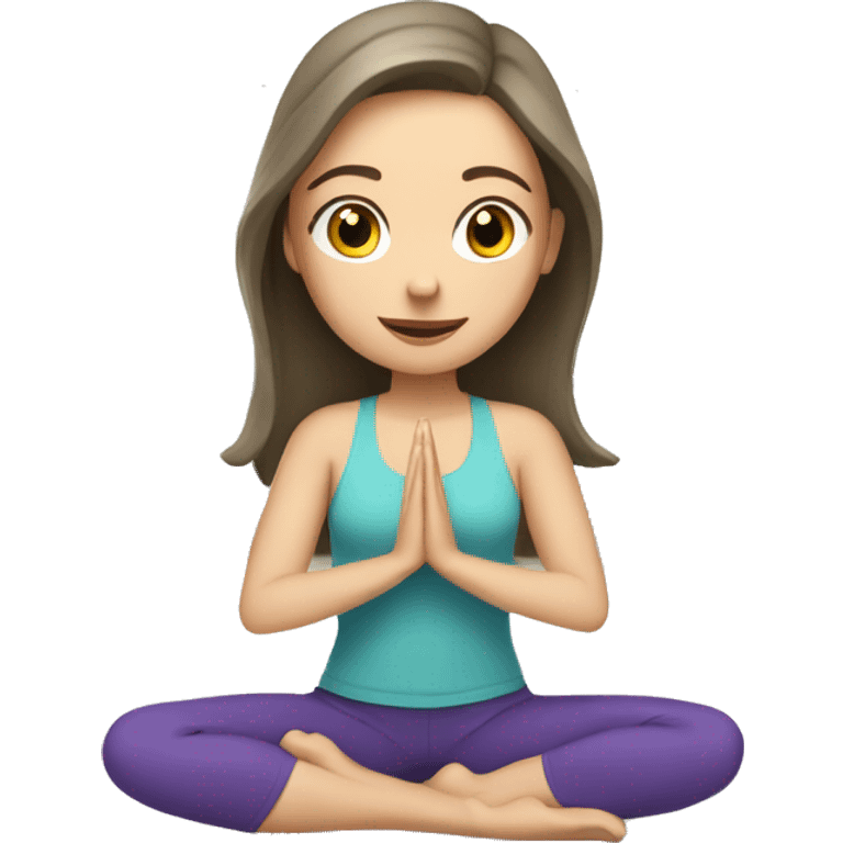 white brunette girl doing yoga emoji