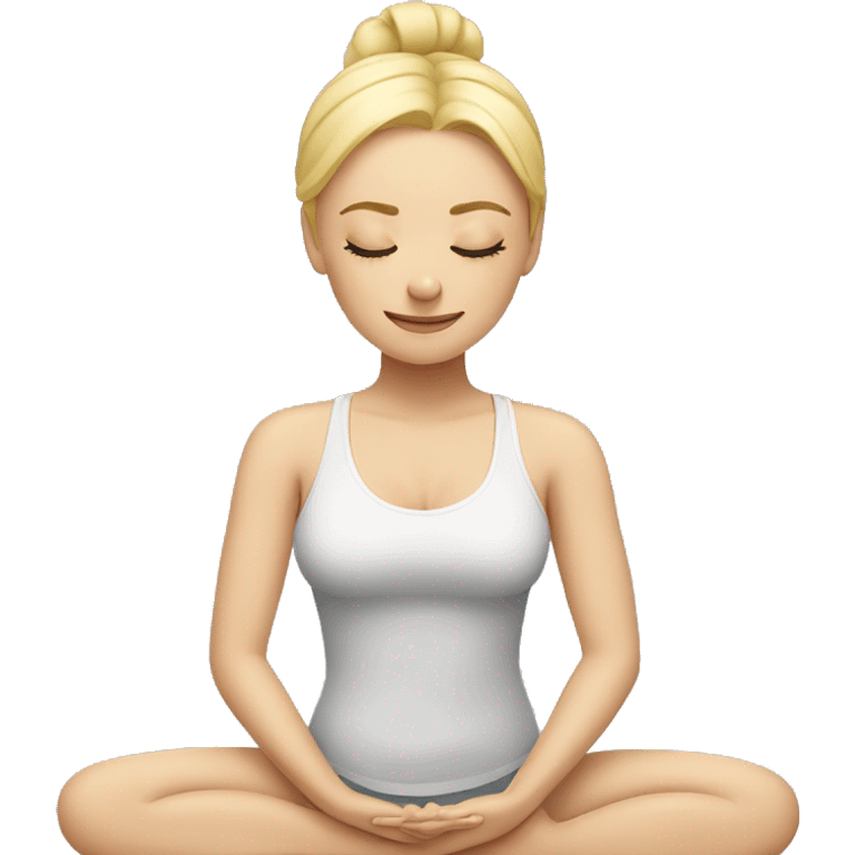 Blonde lady doing yoga with closed eyes emoji