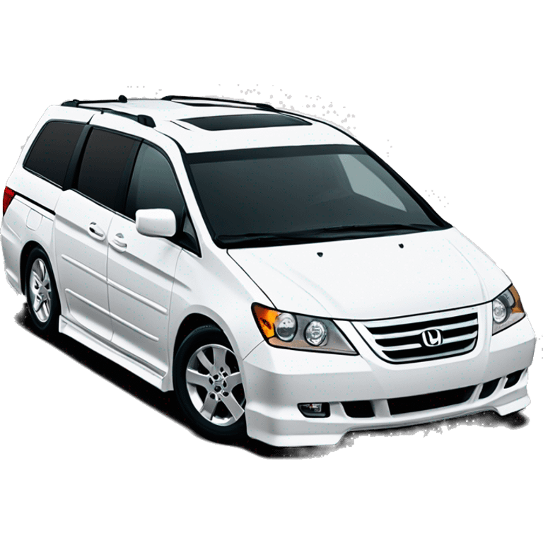 White 2006 JDM Honda Odyssey RB2, right-hand drive, sleek design, narrow headlights, aerodynamic grille, and sporty look emoji