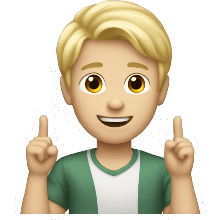 blonde haired boy raising hand emoji