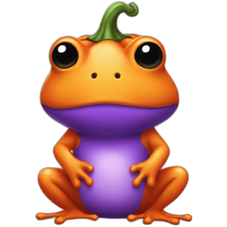 chibi purple frog dressed like pumpkin emoji