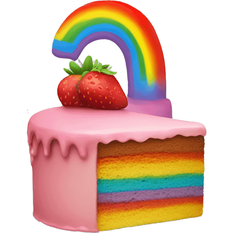 cake with rainbow and stawberry emoji