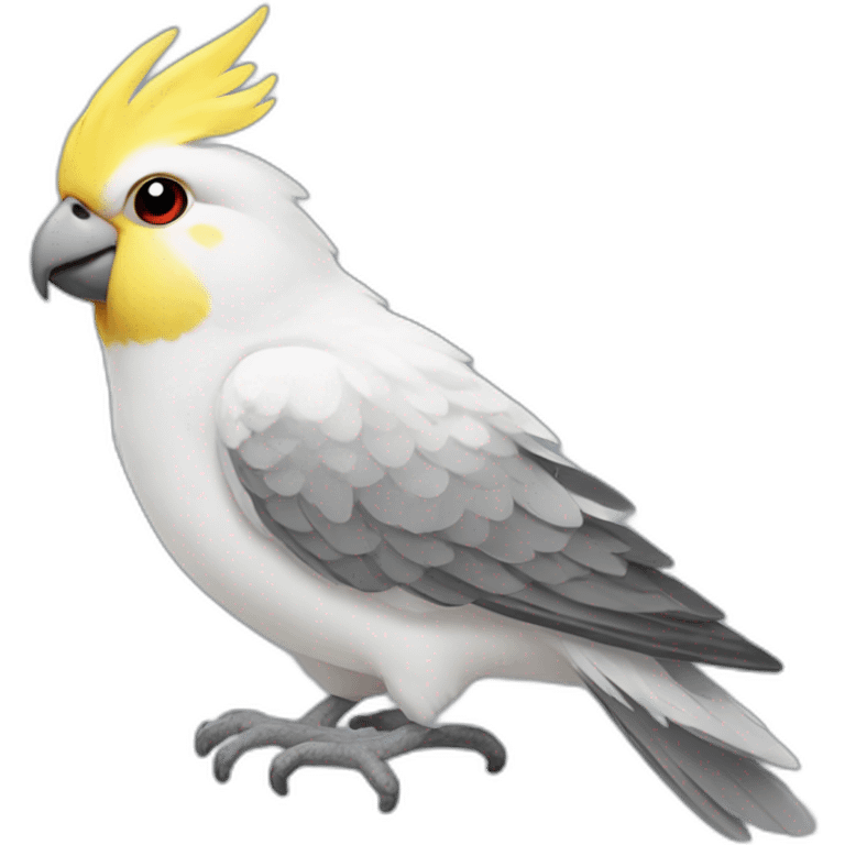 Cockatiel white grey crazy emoji