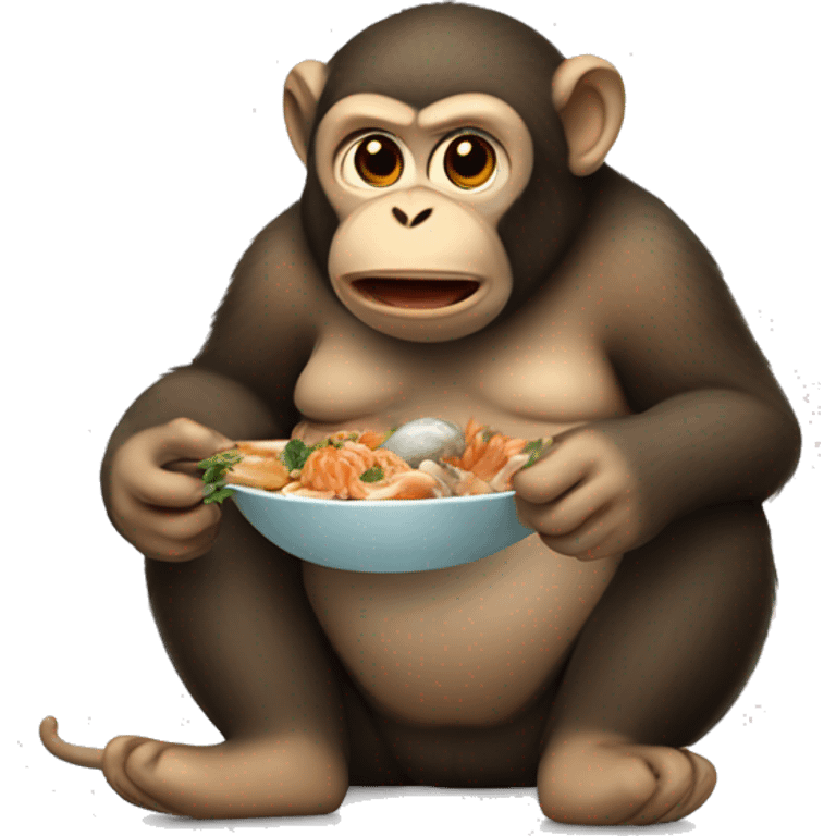 Fat monkey eating seafood emoji