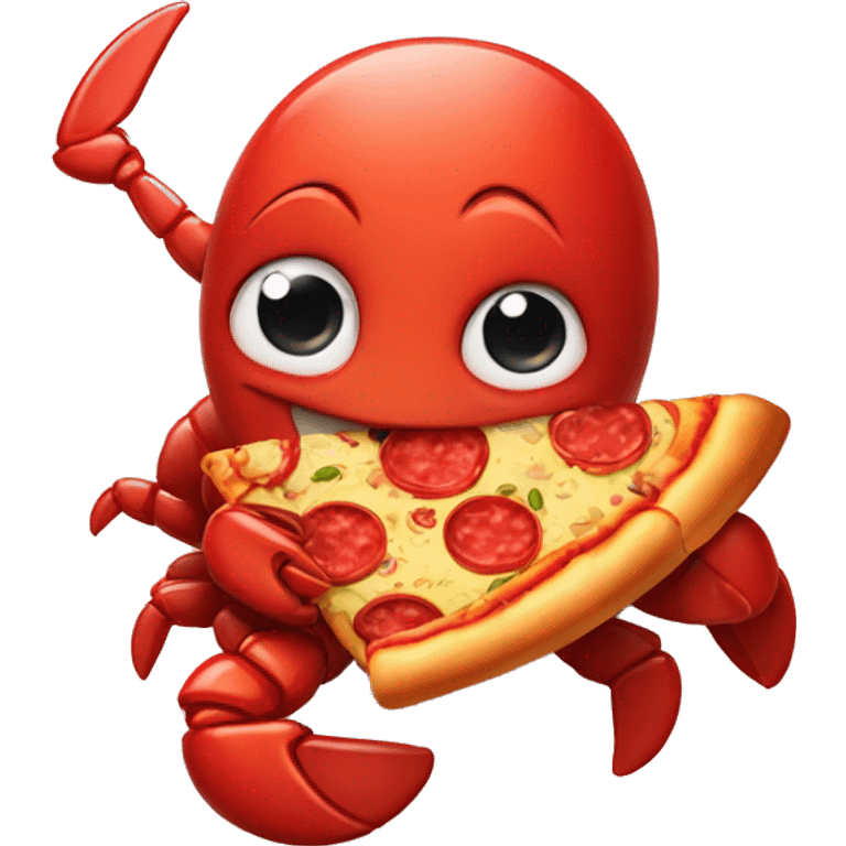 Cute Lobster eating pizza emoji