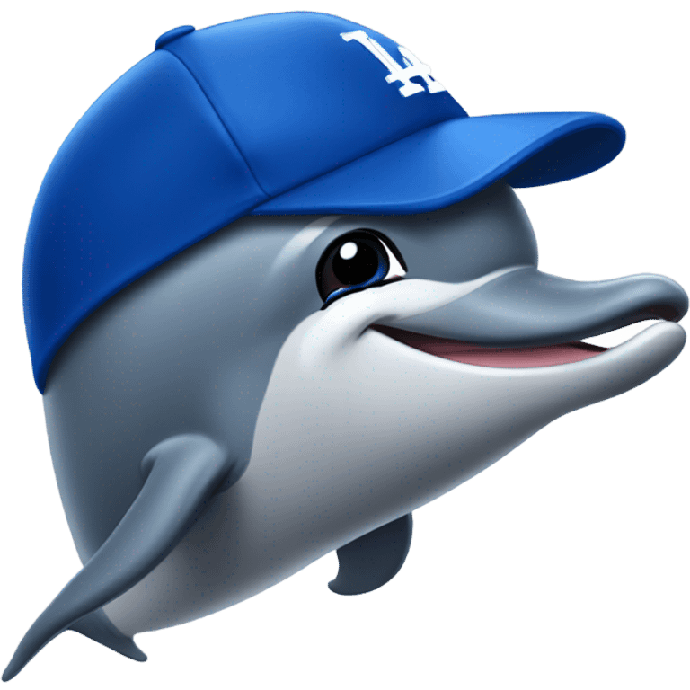 Dolphin with Los Angeles Dodgers cap  emoji