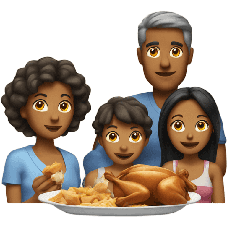 Tanned family eating chicken emoji