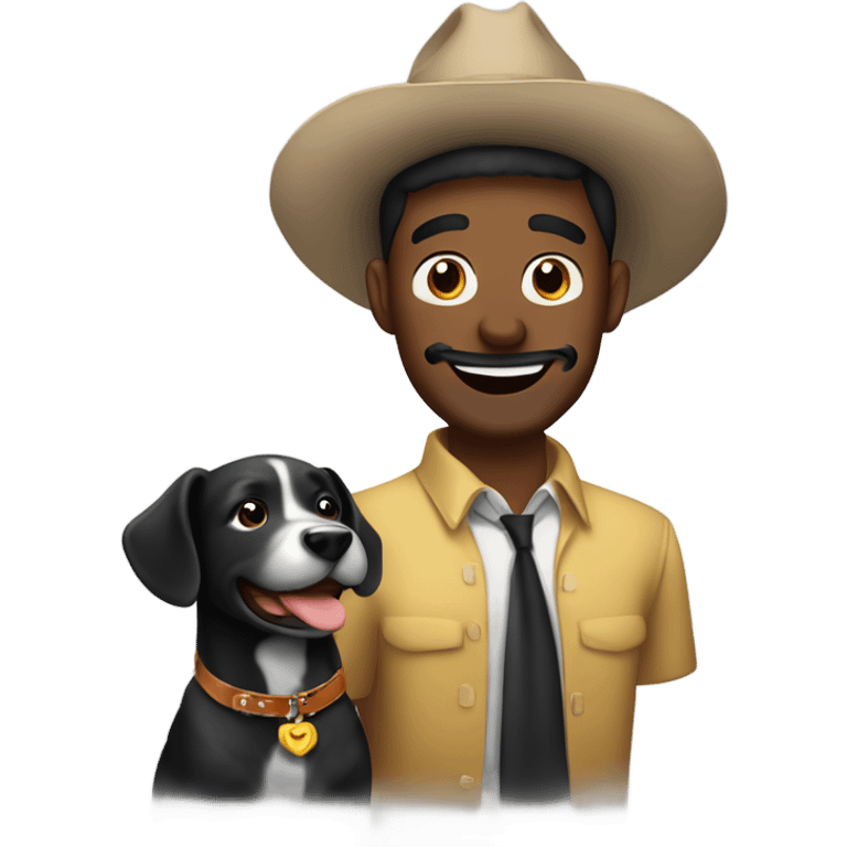 Hombre Moreno con perro negro celebrando su cumpleaños  emoji