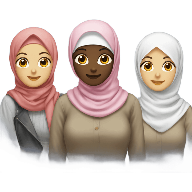 3 best friend 2 with hijab and one whitout emoji