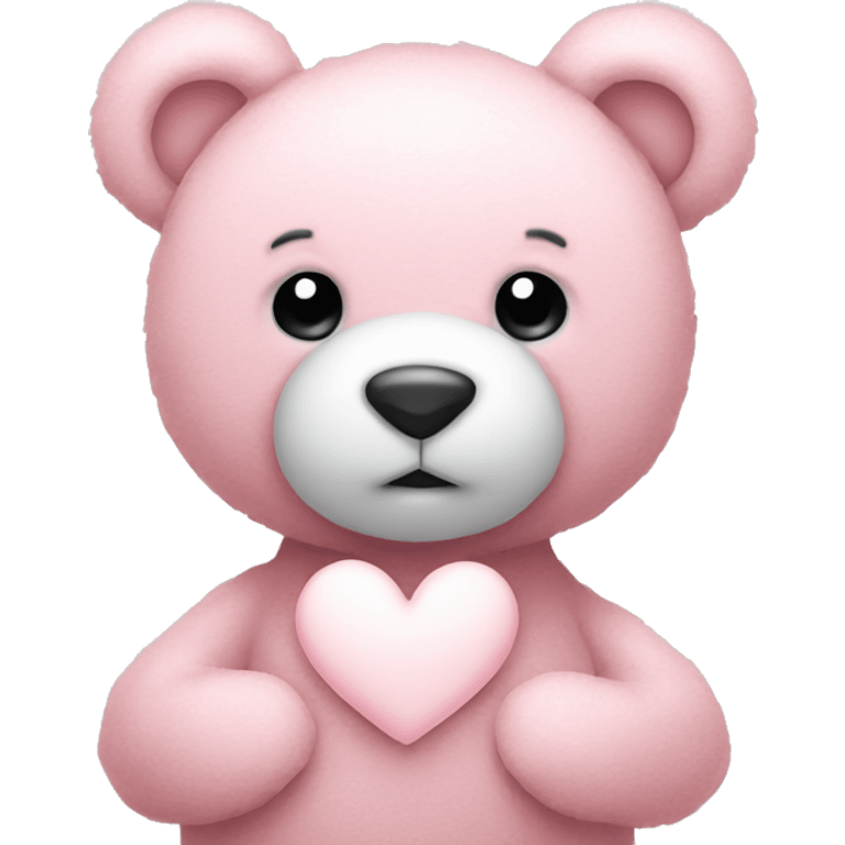 Light pink teddy bear with white heart emoji