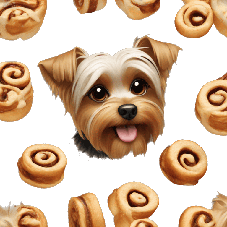 Yorkie dog with cinnamon rolls emoji