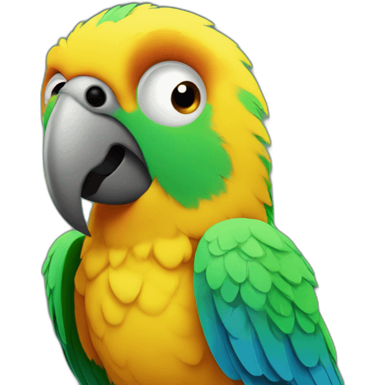 Parrot looking at the camera with one eye in an itchy way emoji